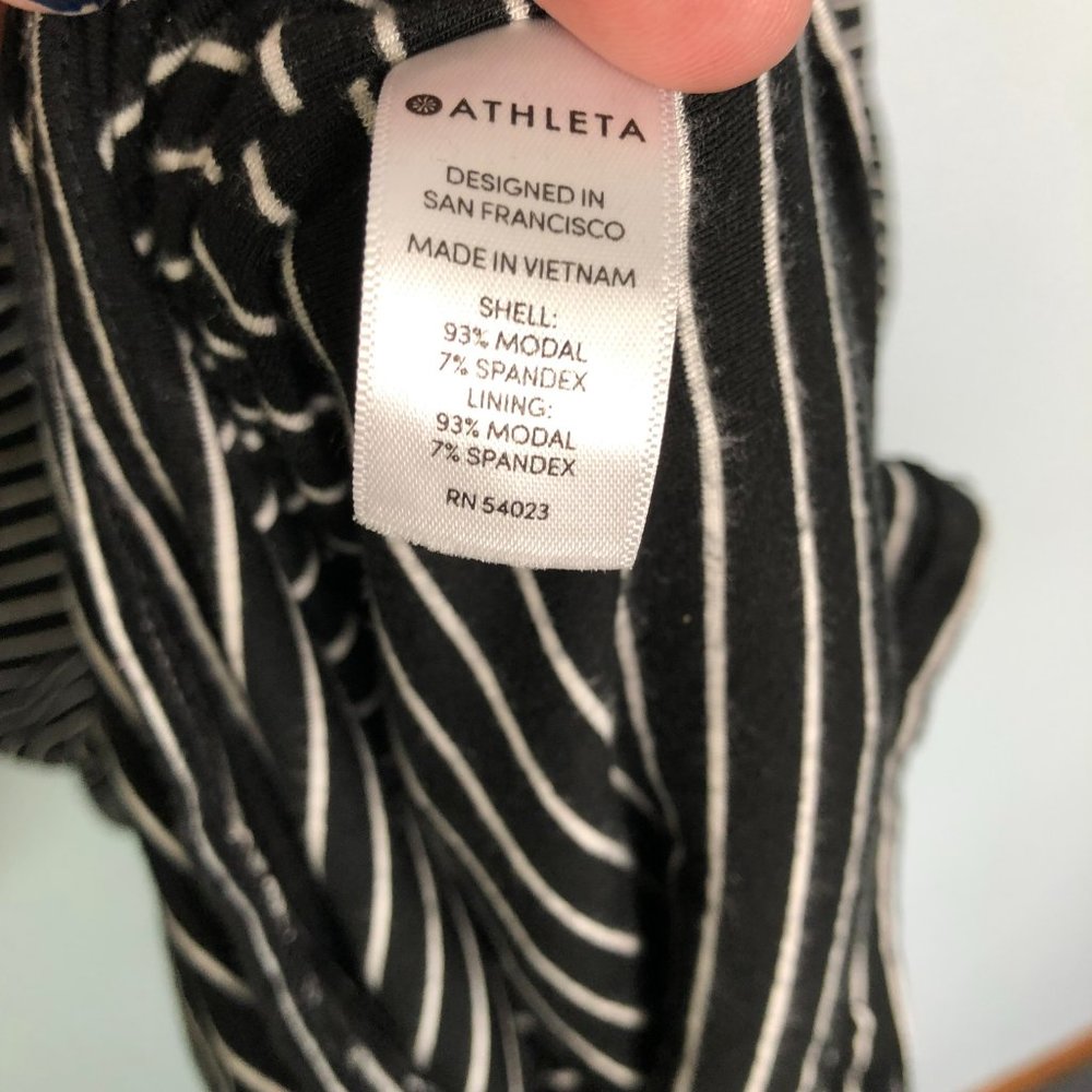 Athleta Black + White Striped Lenzing Modal Twist Dress XS Womens - Picture 3 of 8